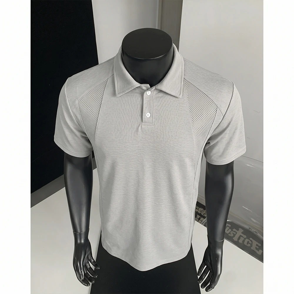 Summer Men's Bark Wrinkle Trendy Breathable Polo Shirt Men's Short-Sleeved T-Shirt