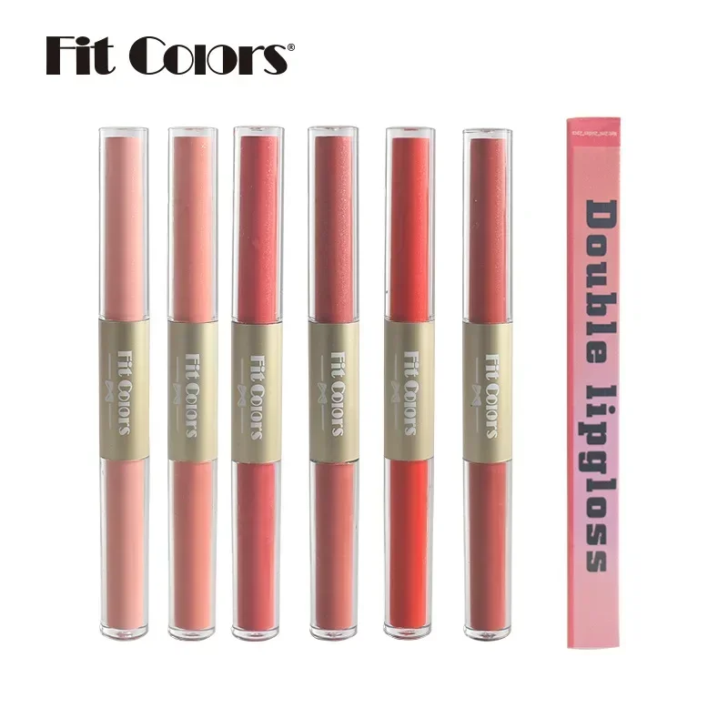 Fit Colors New 2 in 1 Liquid Lipstick Matte Velvet Waterproof Fashion Glitter Lip Gloss Shimmer Lasting Non Stick Cup Cosmetics