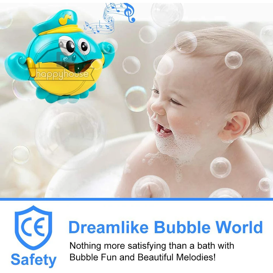 Baby Bath Toys Bubble Machine Crabs Frog Music Kids Bath Toy Bathtub Soap Automatic Bubble Maker Baby Bathroom Toy for Children