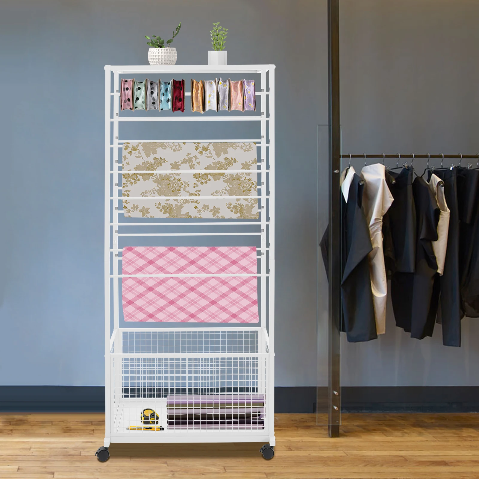 

16-Layer Ribbon Holder Ribbon Storage Metal Large Capacity Ribbon Display Rack Storage for Craft Room Wrapping Paper