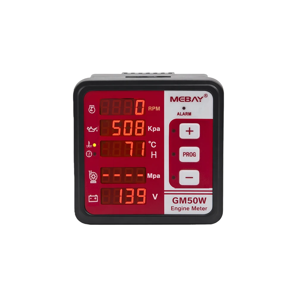 For Mebay GM50W Water Pump Engine Digital Meter Gauge Multi Function Display Generator RPM Temperature Sensor Pressure Sensor