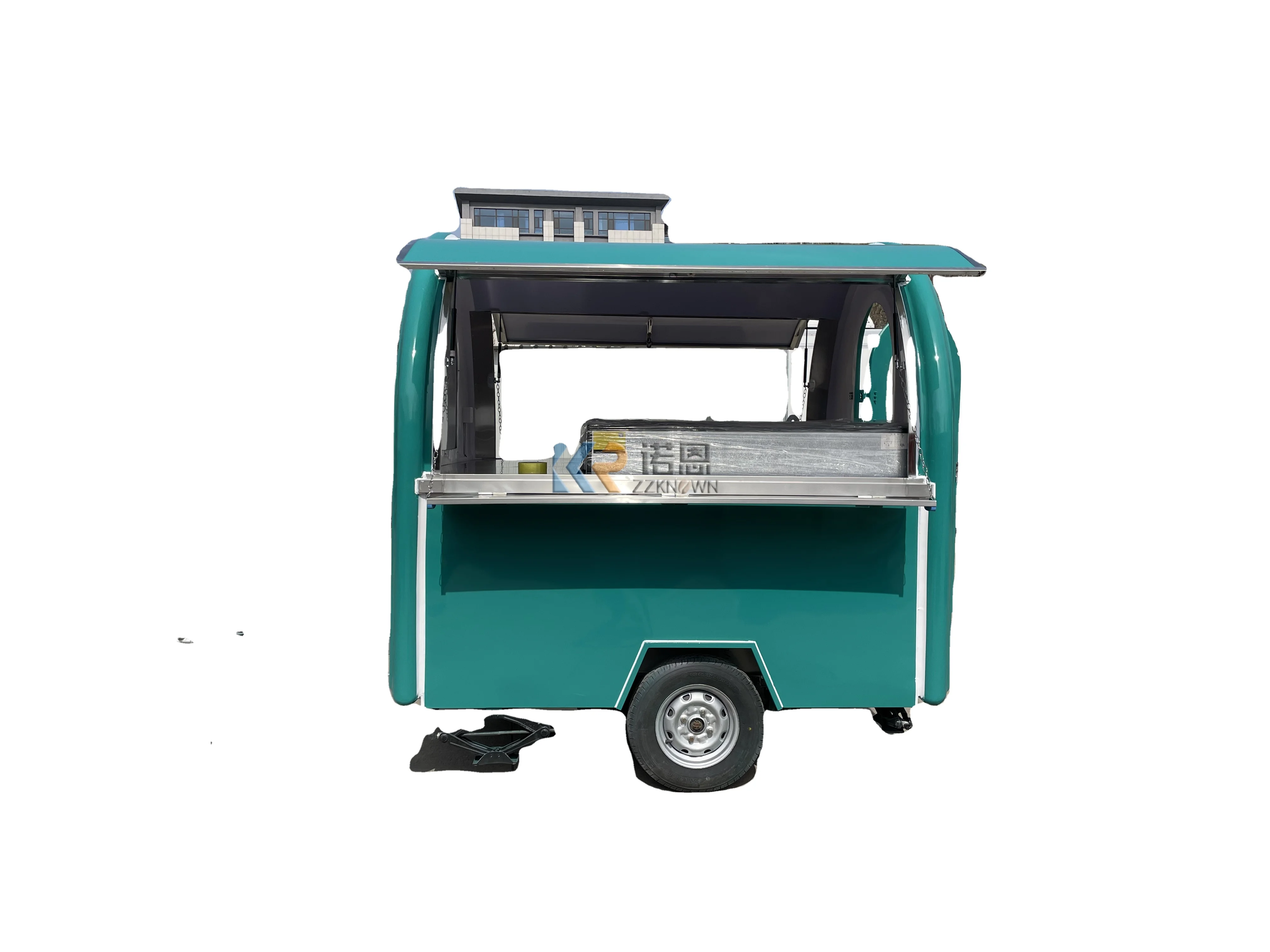 Hot Selling Street Coffee Food Trailer Customized Green Ice Snack Food Truck