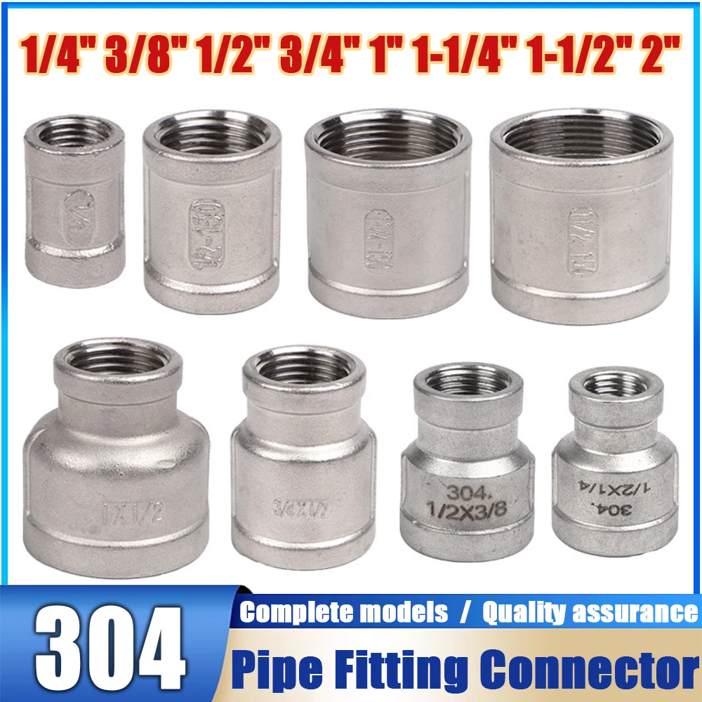 

Plumbing Connection 1/8” 1/4" 3/8" 1/2" 3/4" 1" 2" 304 Stainless Steel Female Thread Fitting Reducer British Water Pipe Adapter
