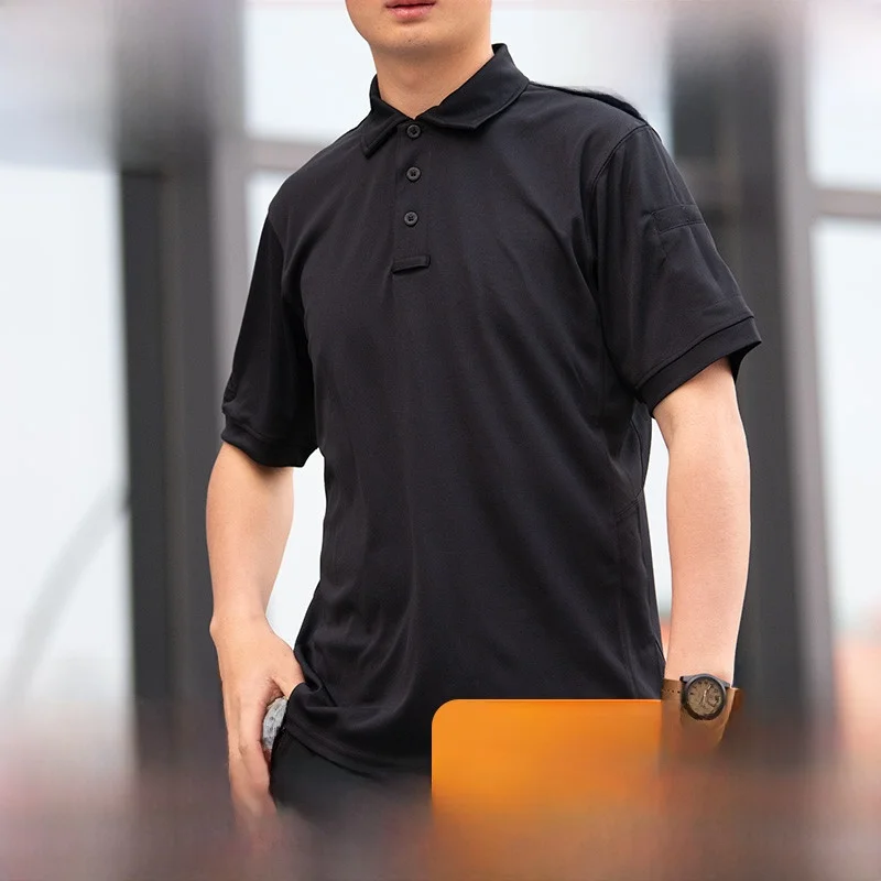 

Helikon Men's Qui Dry irt ort Sve Turn-down Collar Outdoor Summer Daily Breathable Top Faionable Urban Sle