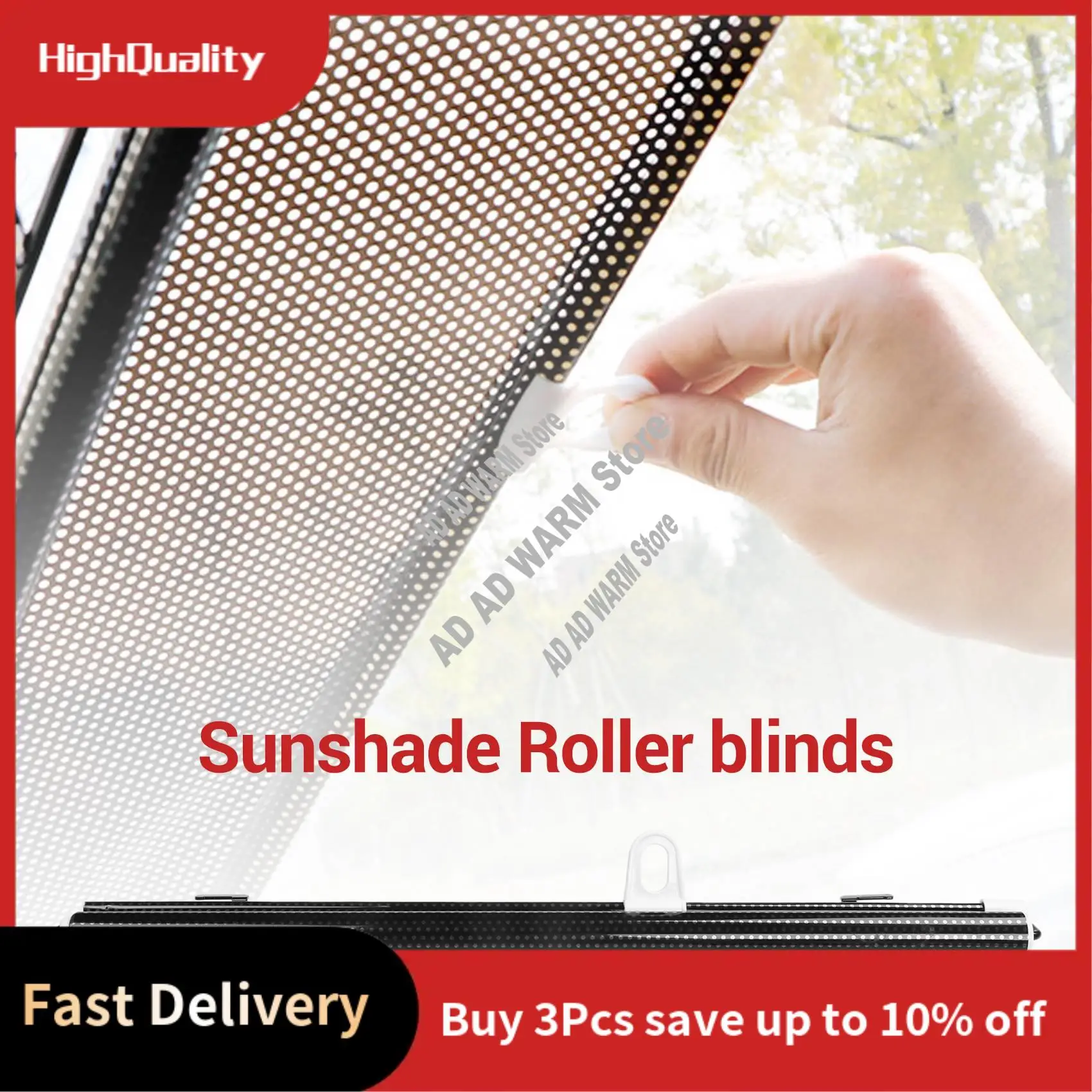 AD23-Sunshade Roller Blackout Suction Cup Blinds Curtains For Living Kitchen Office Car Window Free-Perforated Curtain