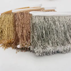 5yards wide15cm Glass Gold silver rose gold color Seed Beaded Fringe Trim curtain trim Crafts