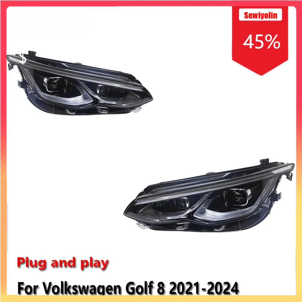 

Автомобильные светодиодные фары, автомобильные детали для Volkswagen Golf 8 2021-2024, противотуманные DRL, стоп-сигнал, указатель поворота, Plug and Play