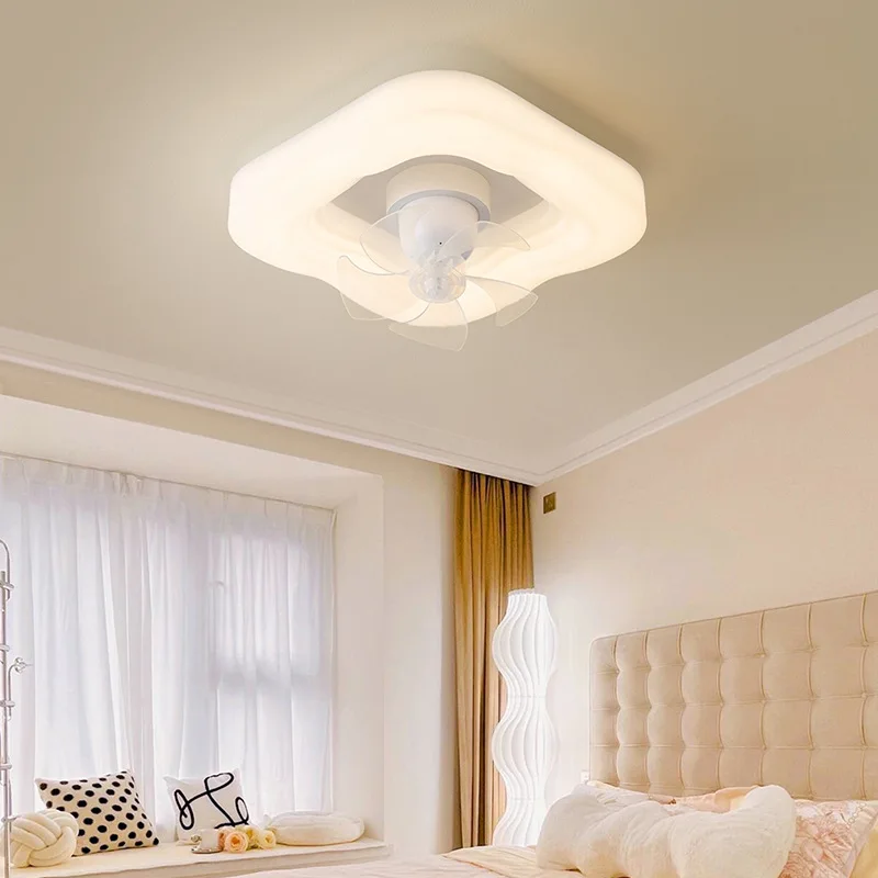 Invisible Silent Bedroom Ceiling Fan Lamp Nordic Creative Flower Electric Fan Lamp Modern Minimalist Master Bedroom Ceiling Fan