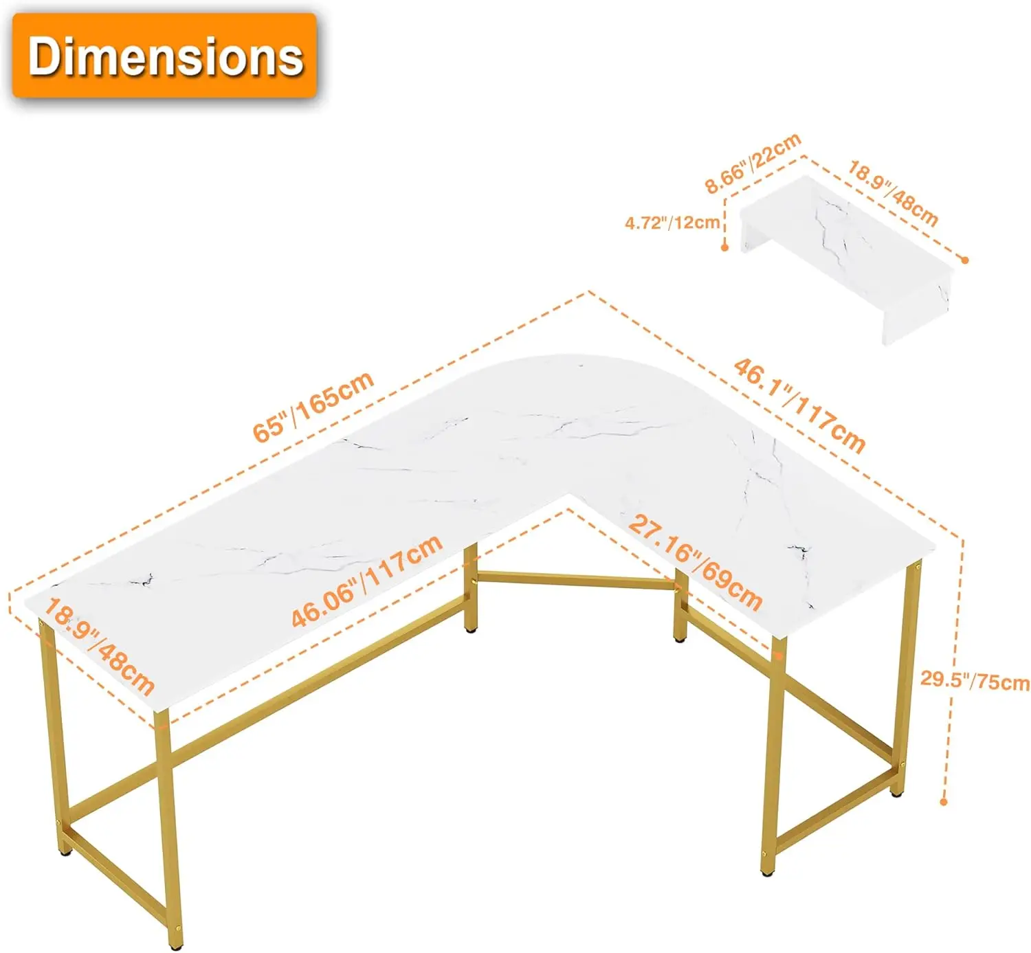 L Shaped Computer Desk with Monitor Stand, Reversible Corner Desk for Home Office, Modern PC Workstation Study Writing Table