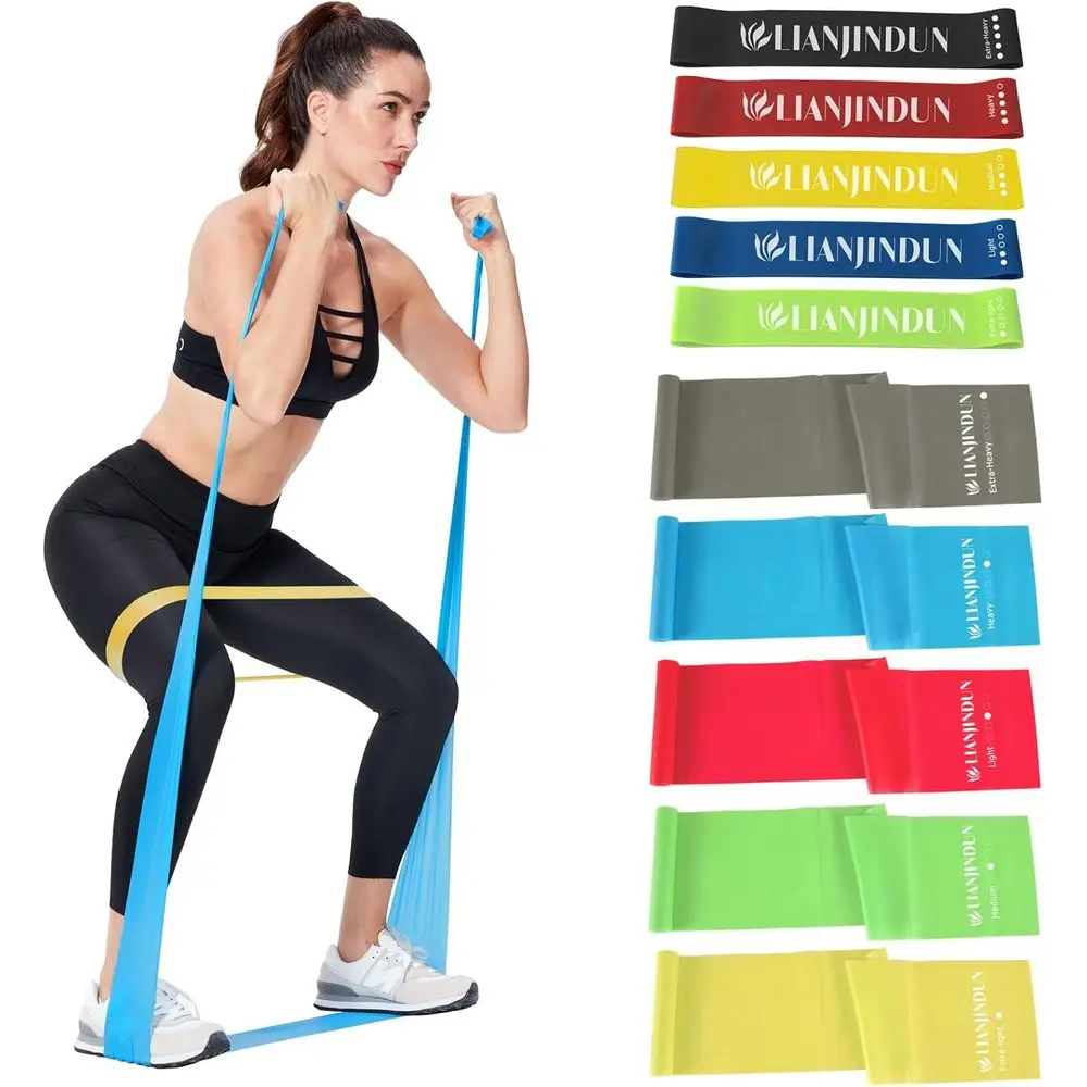 

5 Pack Long and Loop Resistance Bands - Latex-Free, Ideal for Fitness and Therapy Exercises
