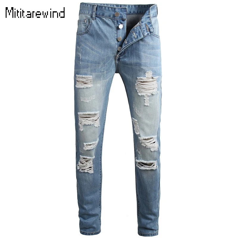 

Distressed Washed Jeans Men New Design 2024 Men's Pants High Street Casual Slim Skinny Y2k Jeans Straight Denim Trousers 29-42