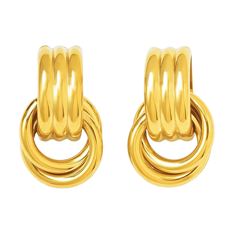 

Apexelle Brand Fashion Jewelry Stainless Steel Earrings Two Circles Dangle Earrings For Women Dainty Polished Fine Jewelry