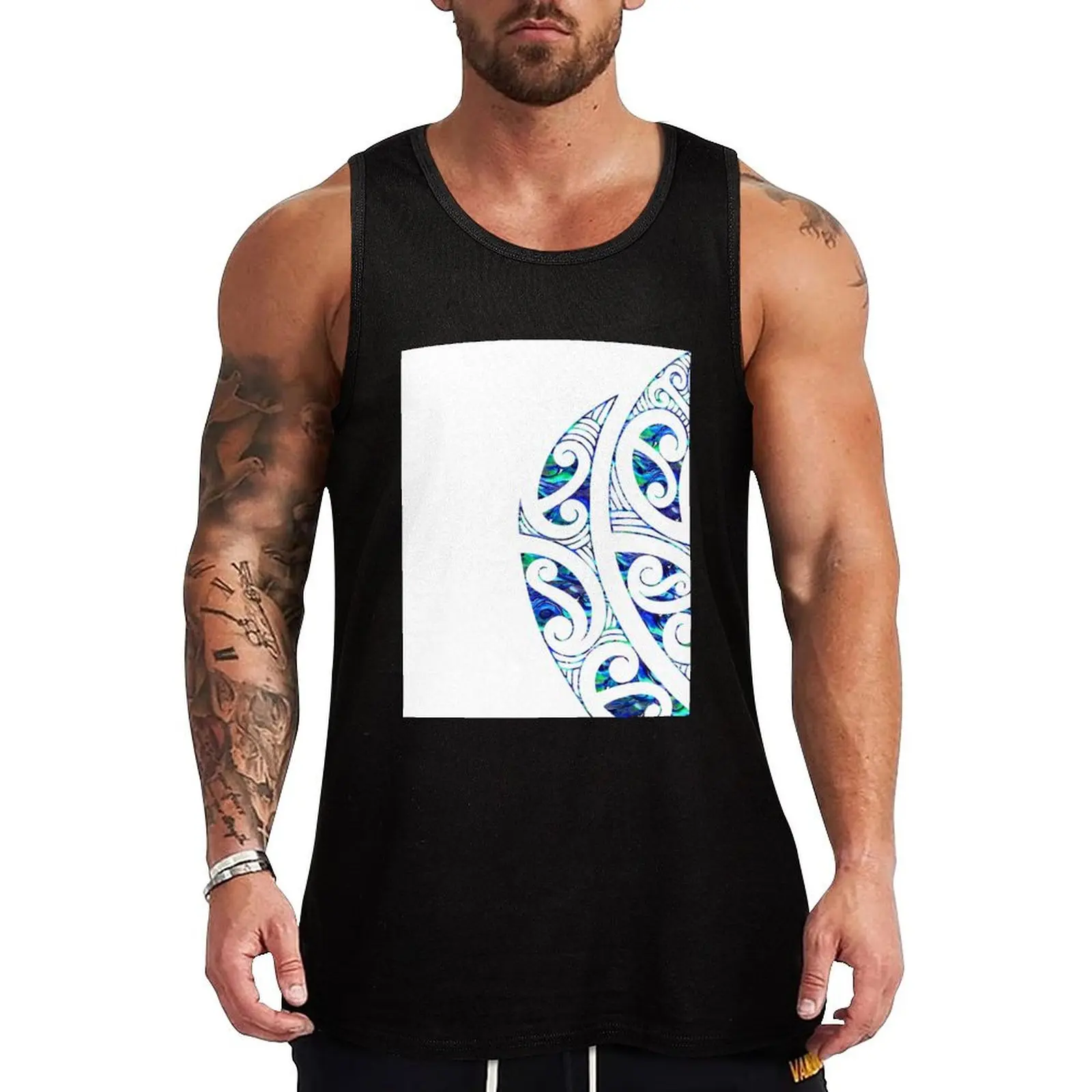 New Zealand, Māori , Paua, Abalone, Koru, Tribal, Tattoo, NZ Art, Māori Art Tank Top Gym man anime top Men's sports t-shirt