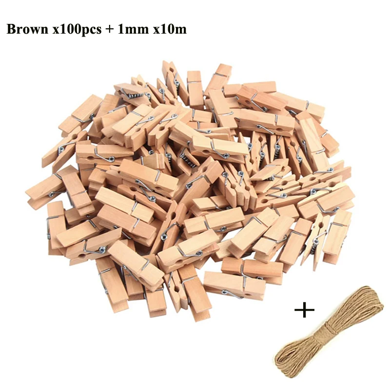 100pcs~50pcsMini 25mm Natural Wooden Clips Photo Clips Clothespin Clothes Folder Wedding Party Wooden Clip Clips Pegs