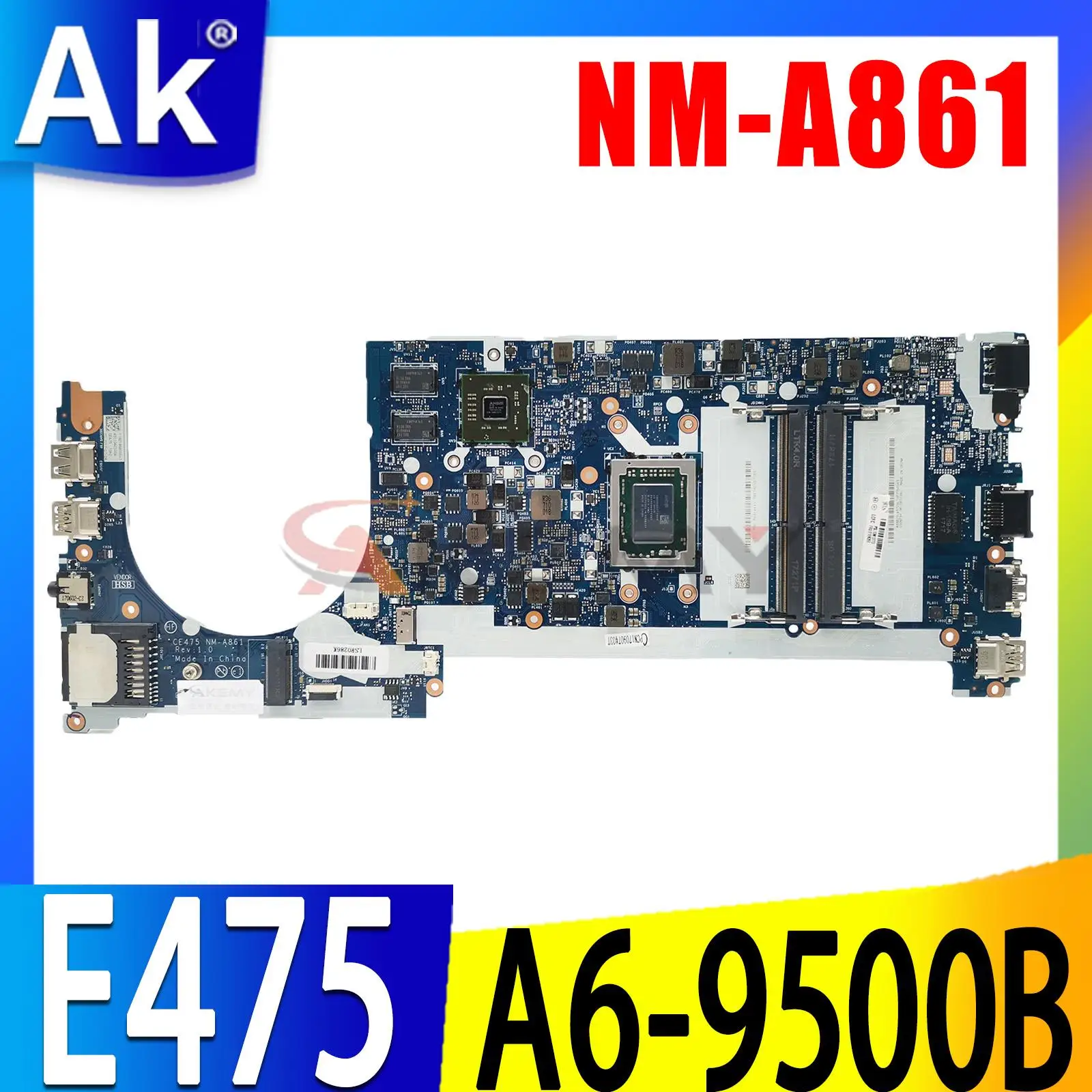 

CE475 NM-A861 For Lenovo ThinkPad E475 Notebook Motherboard A6-9500B CPU R5 M430 2G 100% test work