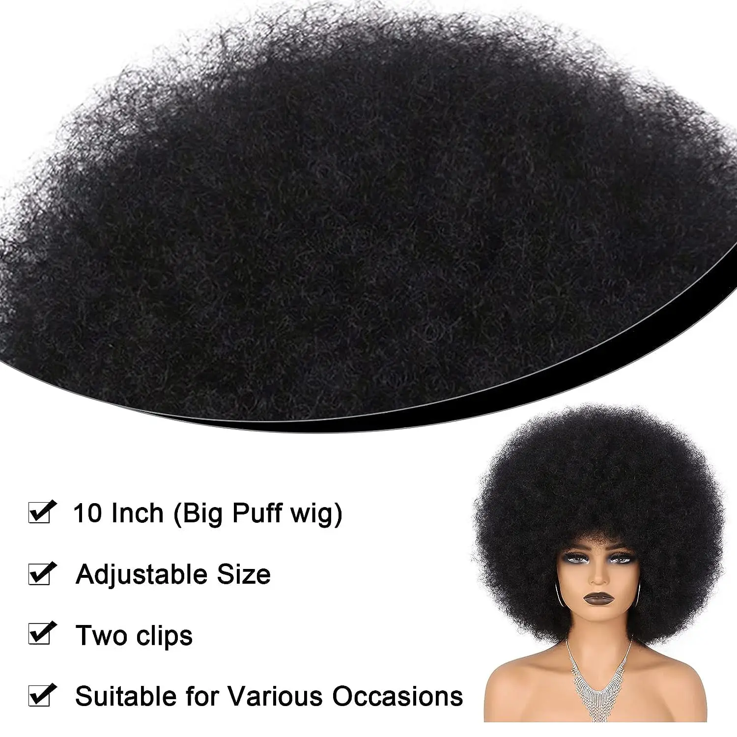 Fluffy Afro Kinky Curly Human Hair Wig With Thick Bangs Natural Short Bob Wigs For Black Women 180% Density Full Machine Hair