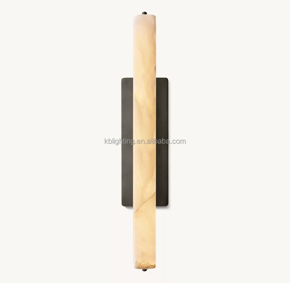 Modern Simple Spanish Natural Alabaster Background Wall Lamp Decorative Bedside Led Strip Brass Alabaster Wall Sconce