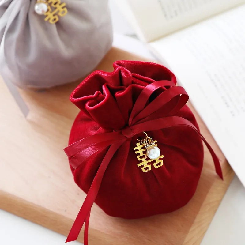 20pcs Sac-cadeau gourde en velours avec cordon de serrage Pochette pour