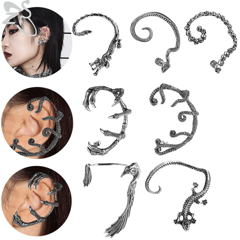 

ZS 1PC Skull Spider Shape Ear Clip Earring for Men Women 316L Stainless Steel Ear Cuff Punk Rock Gothic Earrings Body Jewelry