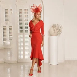 New Classic Tangerine Mother of the Bride Dresses Mermaid Mother Gowns High Low V Neckline Wedding Party Dresses 2024 Beaded