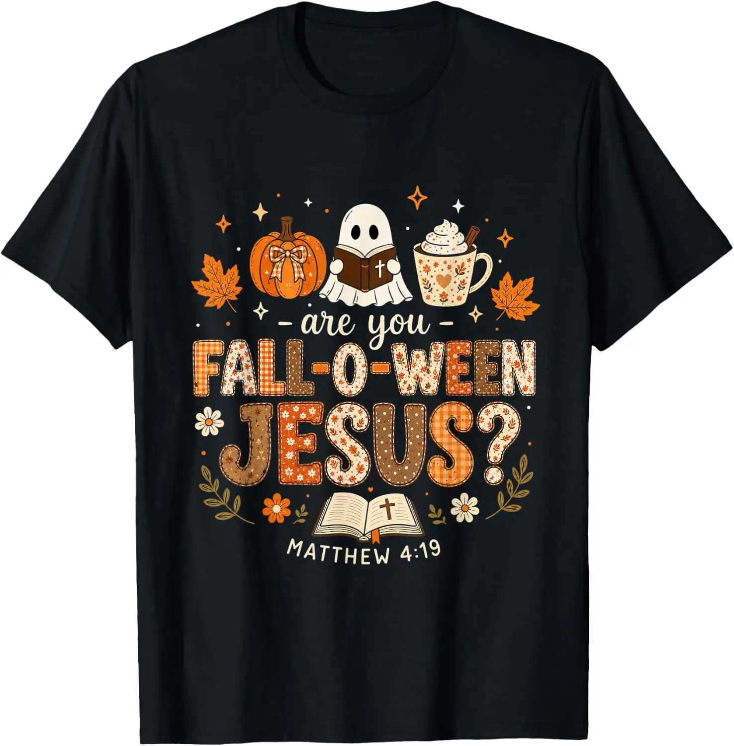 Are You Fall-O-Ween Jesus Pumpkin Christian Halloween T-Shirt Men Women Unisex Novelty Graphic T‑Shirt, Classic Crew Neck 100% Cotton Tee, Lightweight Anti‑Pilling Breathable Casual Tops, Year‑Round Daily Outfit, Holiday Birthday Present Tee