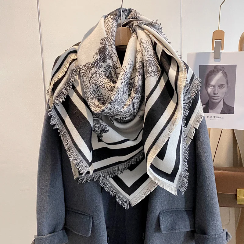 

Высококачественный шарф из искусственного кашемира в натуральном стиле, двусторонний, теплый и мягкий, зимний, стильный и элегантный, 130*130 см.