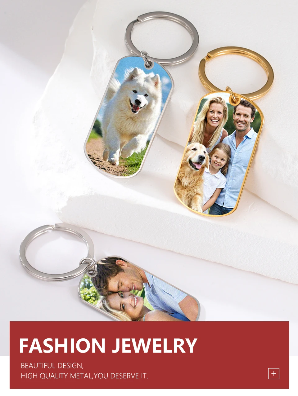 Lemegeton Personalisierter Foto-Schlüsselanhänger, einseitiger Druck, Bild-Schlüsselanhänger, Edelstahl-Schmuck, individueller Schlüsselanhänger, Familiengeschenk – Detail 4