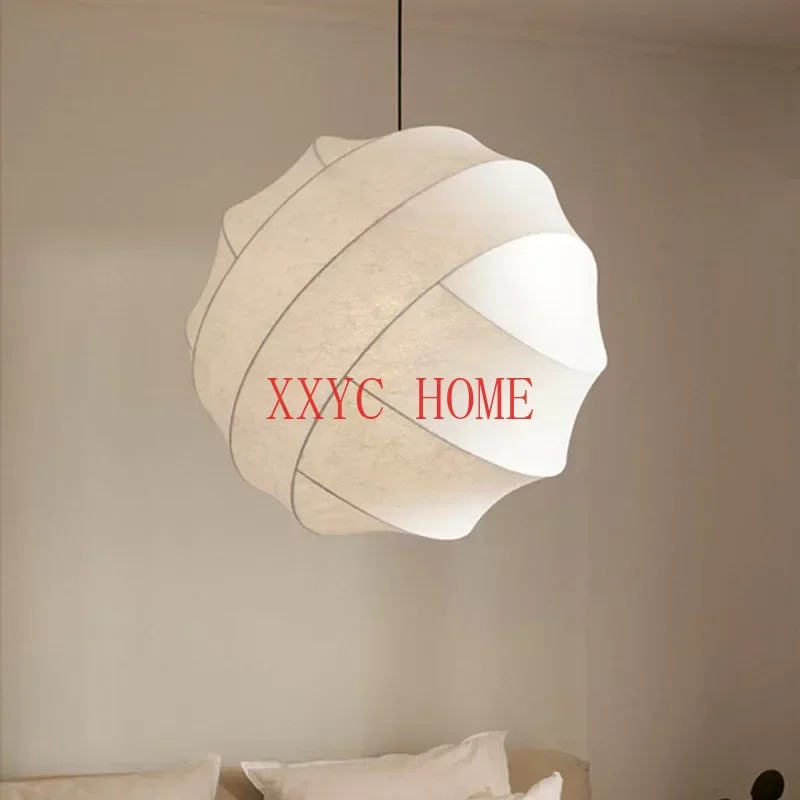 

Retro Wabi Sabi Silk Pendant Chandeliers Lighting Living Dining Room Bedroom Homestay Fabric Decoration Suspension Hanging Lamp