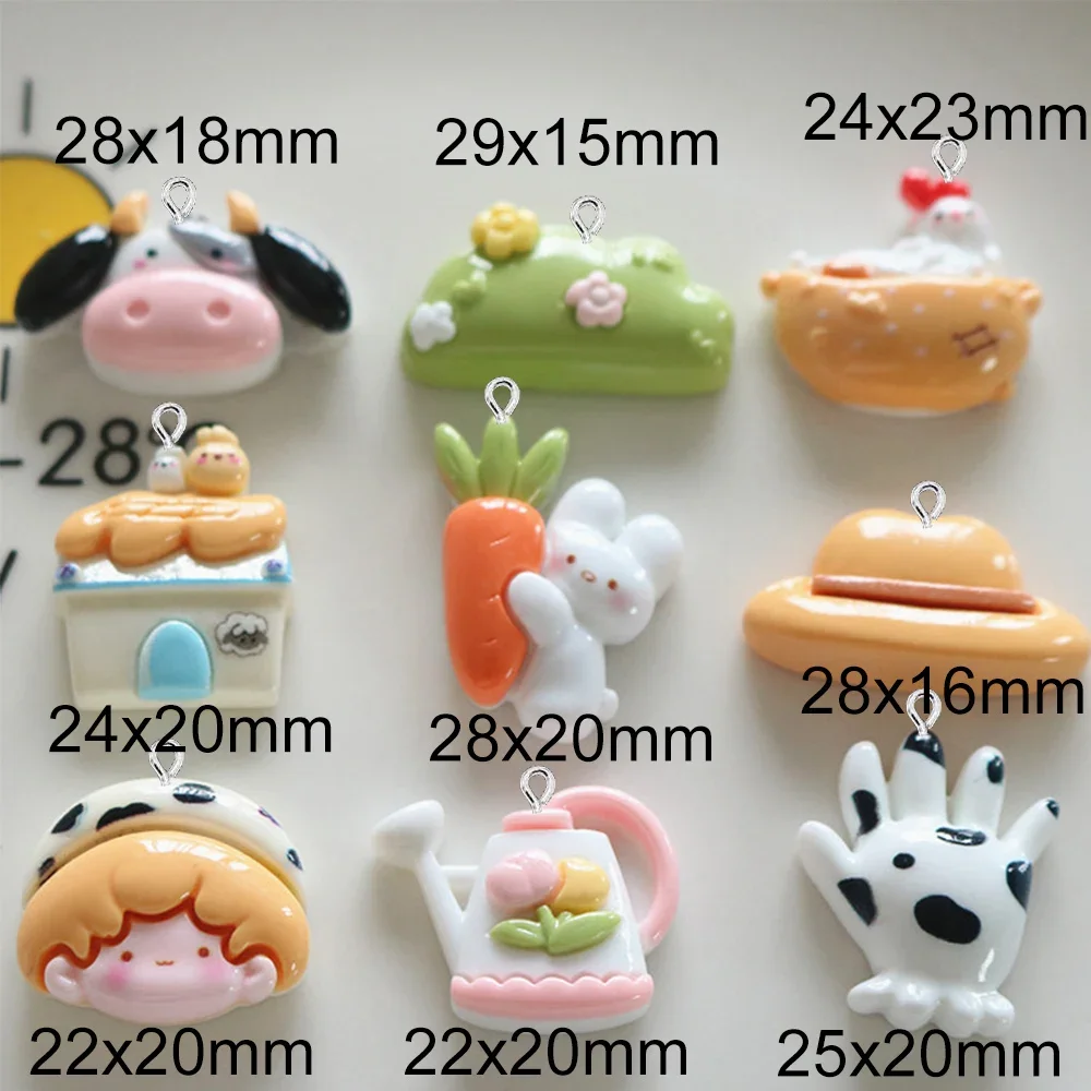 10PCS Shiny Animal Farm Series Flat Back Charms For Earrings Bracelet Hairpin DIY Jewelry Pendants Decoration Accessories