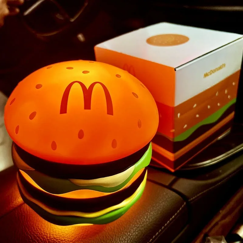 Lampe de chevet hamburger avec 3 options d'éclairage réglables, jouets amicaux, veilleuses, cuillère à soupe, cadeaux d'anniversaire pour enfants