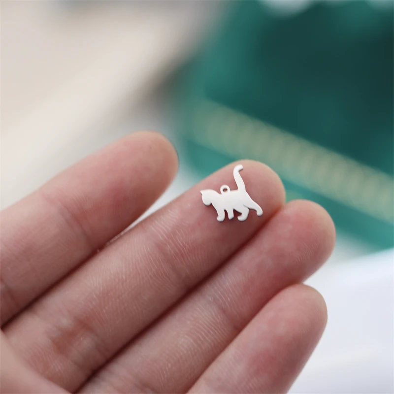 3pcs/lot Stainless Steel Animal Cat Kitten Pendant For Jewelry Making Supplies Charms DIY Necklace Earrings Accessories