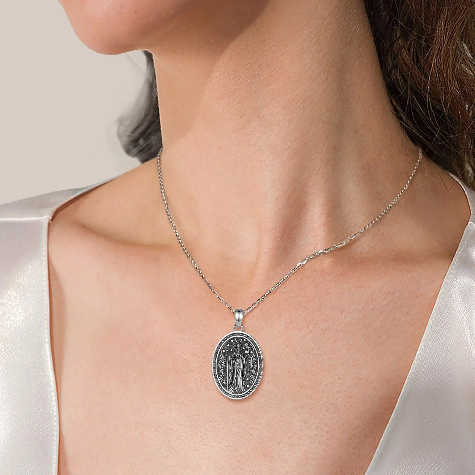 AEONSLOVE 925 فضة NYX آلهة قلادة الأساطير اليونانية ليلة آلهة قلادة القوطية ويكا باقان مجوهرات للنساء