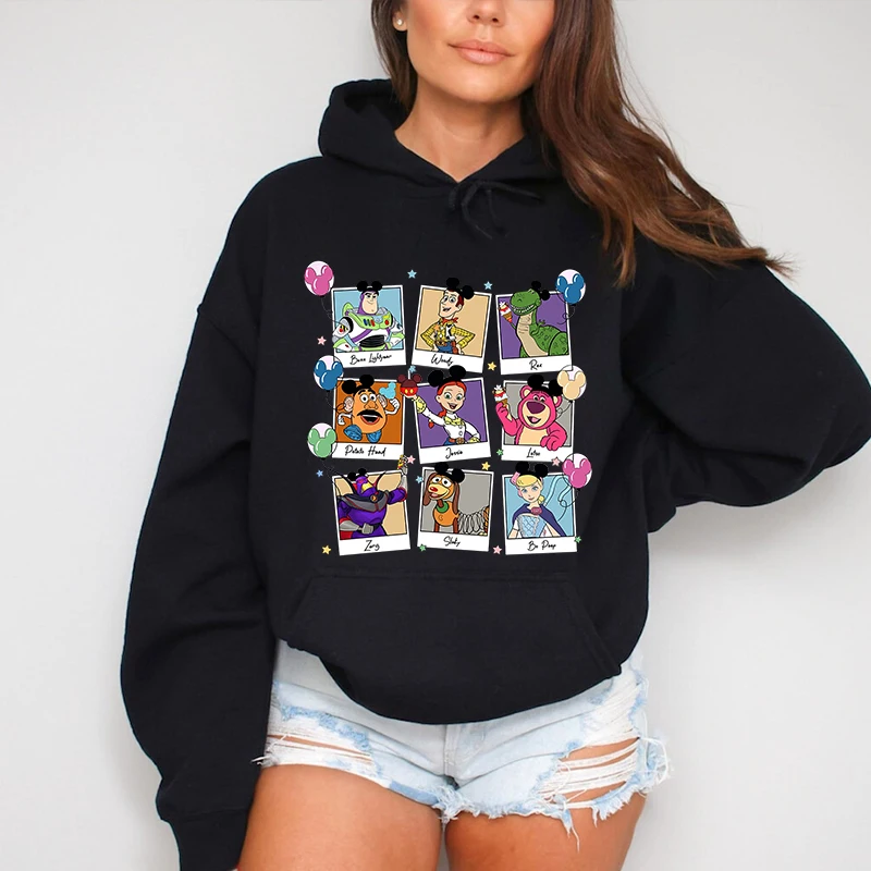 Disney Toy Story Portrait Print Women's Hoodie Casual Sweater Loose Top