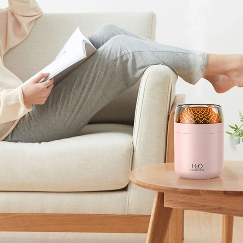 カラフルなガラスカップ加湿器,ベッドサイドテーブルの装飾,常夜灯,大きなミスト加湿器,USB