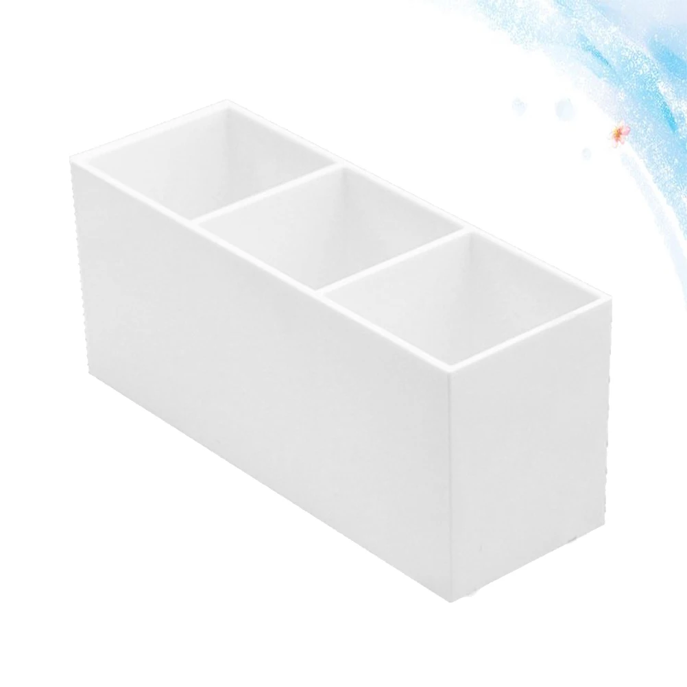 ที่ใส่แปรงอะคริลิค 1 ชิ้น แบบสามช่อง กล่องจัดระเบียบเครื่องสำอางบนโต๊ะ กล่องเก็บปากกาแต่งหน้า ดินสอเขียนคิ้ว ลิปสติก