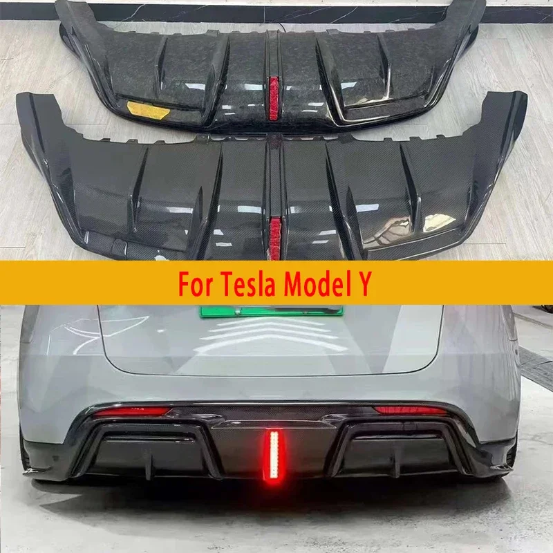 For Tesla Model Y IMP style Carbon Fiber Car Rear Bumper Diffuser Rear Splitters Spoiler Back lip Car Accessories body kit