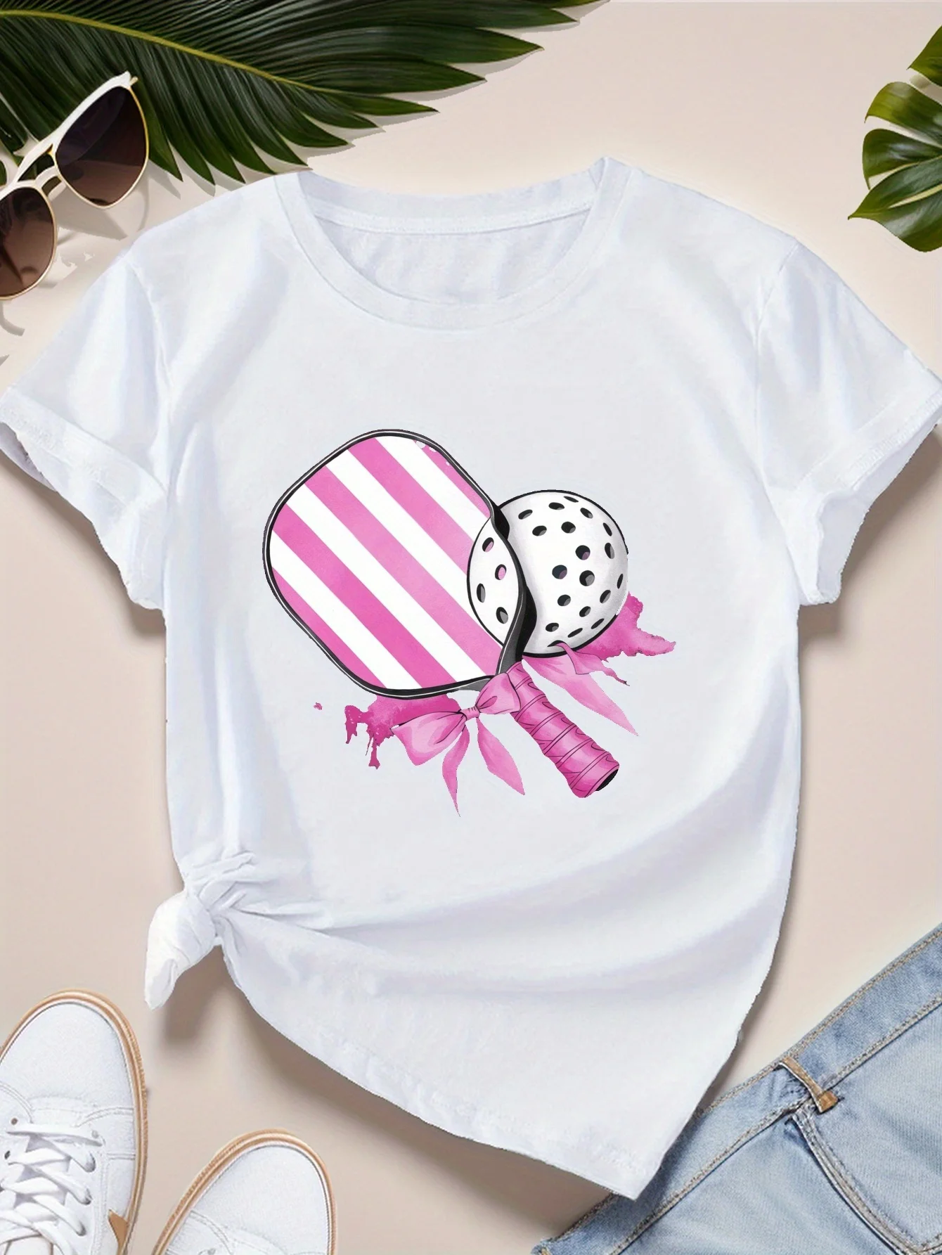 Conjunto de Paddle and Pickleball camiseta cómoda para mujer camiseta informal de manga corta Harajuku ropa de calle camisetas