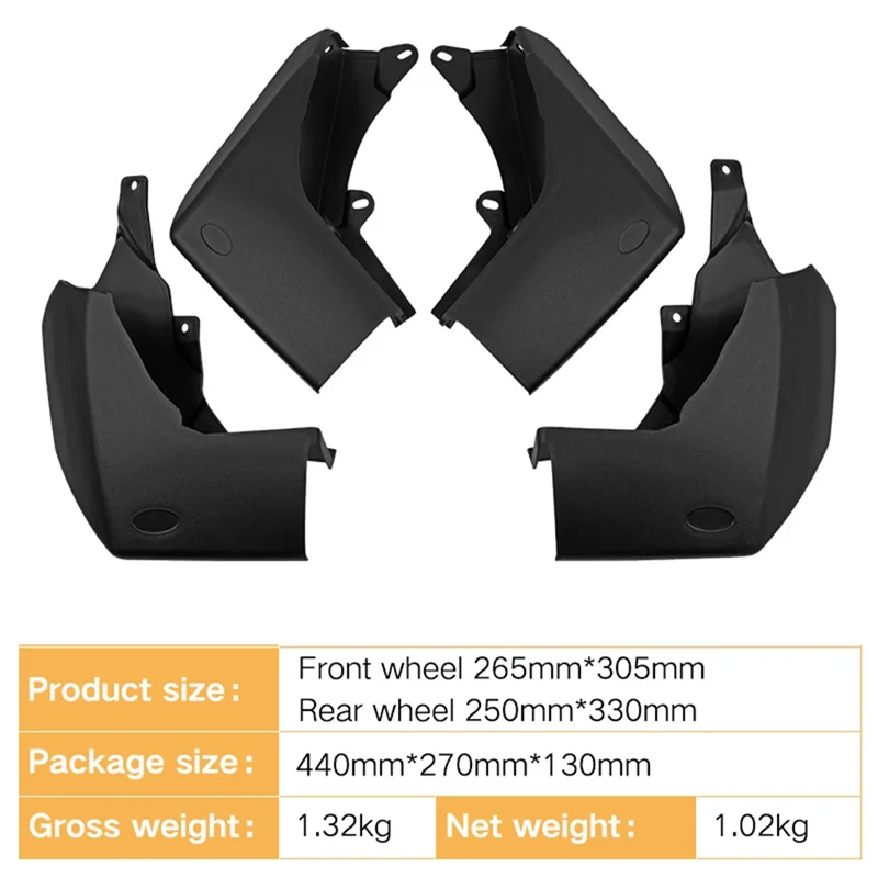 

A64P-4Pcs Front & Rear For Land Rover Discovery 4 2009-2016 Mudguard Fender Mud Flap Guards Splash Mudflaps