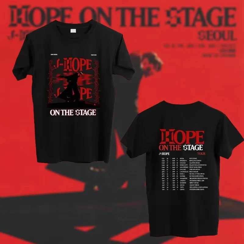 

Hope on The Stage Tour Tshirts Graphic Print T-shirts Men Summer Loose Tee Fashion Hip Hop Tshirt Casual Short Sleeve T Shirts