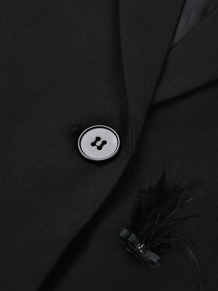 DEAT Fashion Women\'s Blazer Feather Spliced Removable Notched Single Button Pockets Loose Suit Jackets Autumn 2024 New CP1821