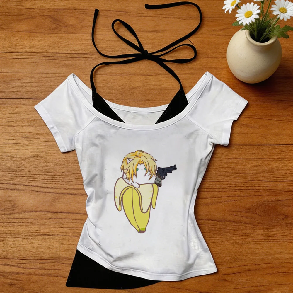 Banana Fish cropped top women manga japanese funny 2000s top tees cute y2k emo