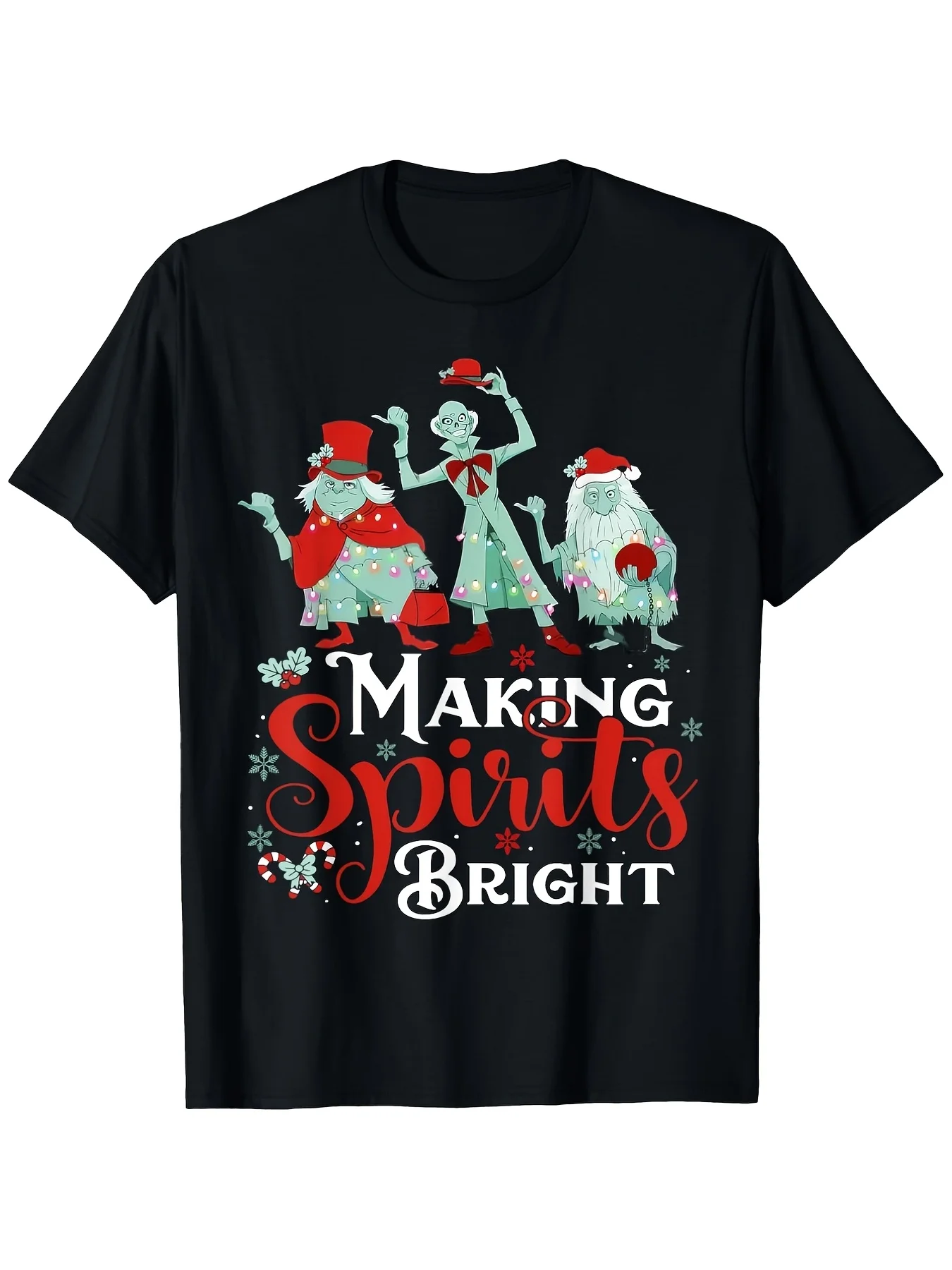Funny Retro Christmas TShirt for S Unisex Short Sleeve Tee with Making Spirits Bright  Ghostly Carolers (Casual Fit) Holiday Party Outfit YearRound Wear for MeRetro Casual Short-sleeved T-shirt with a Round Neck and Printed Pattern Suitable