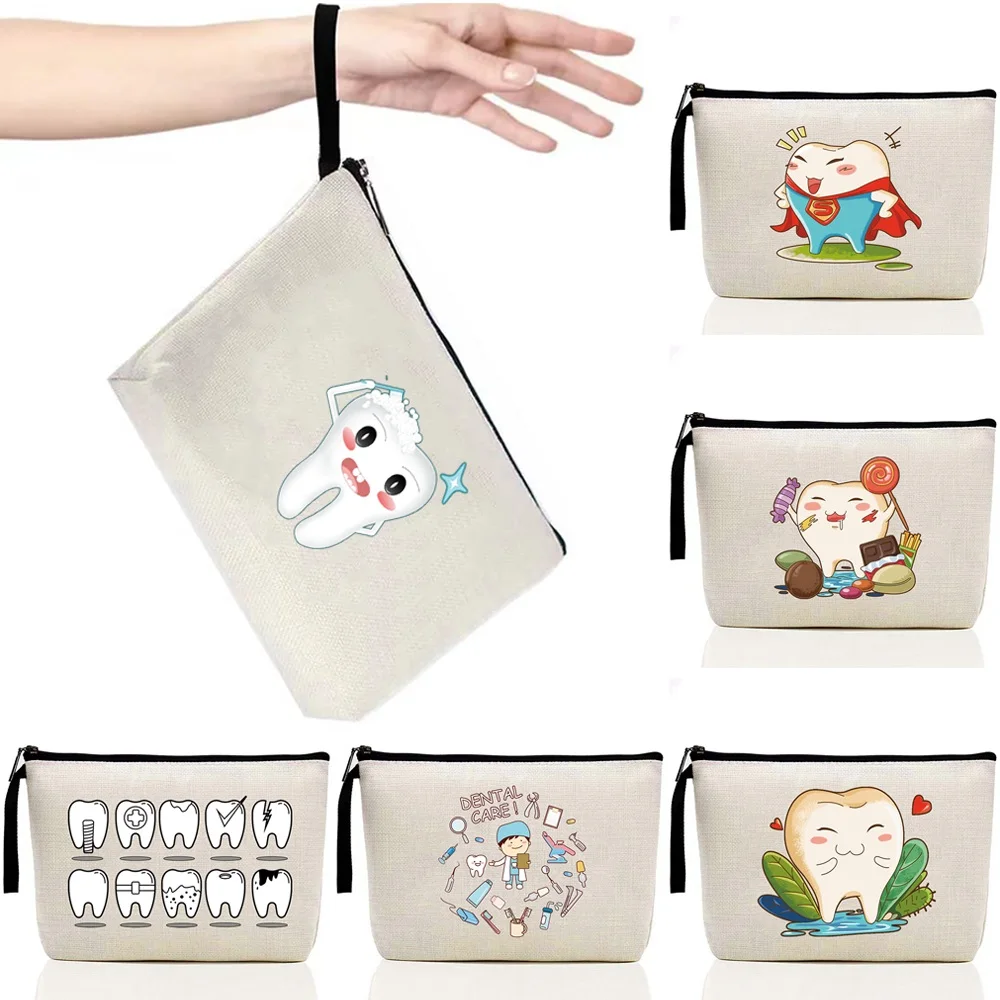 New Cosmetic Bags Ladies Fashion Teeth Printing Series Travel 2022 New Clutch Bags Cosmetics Sundries Portable Storage Bags