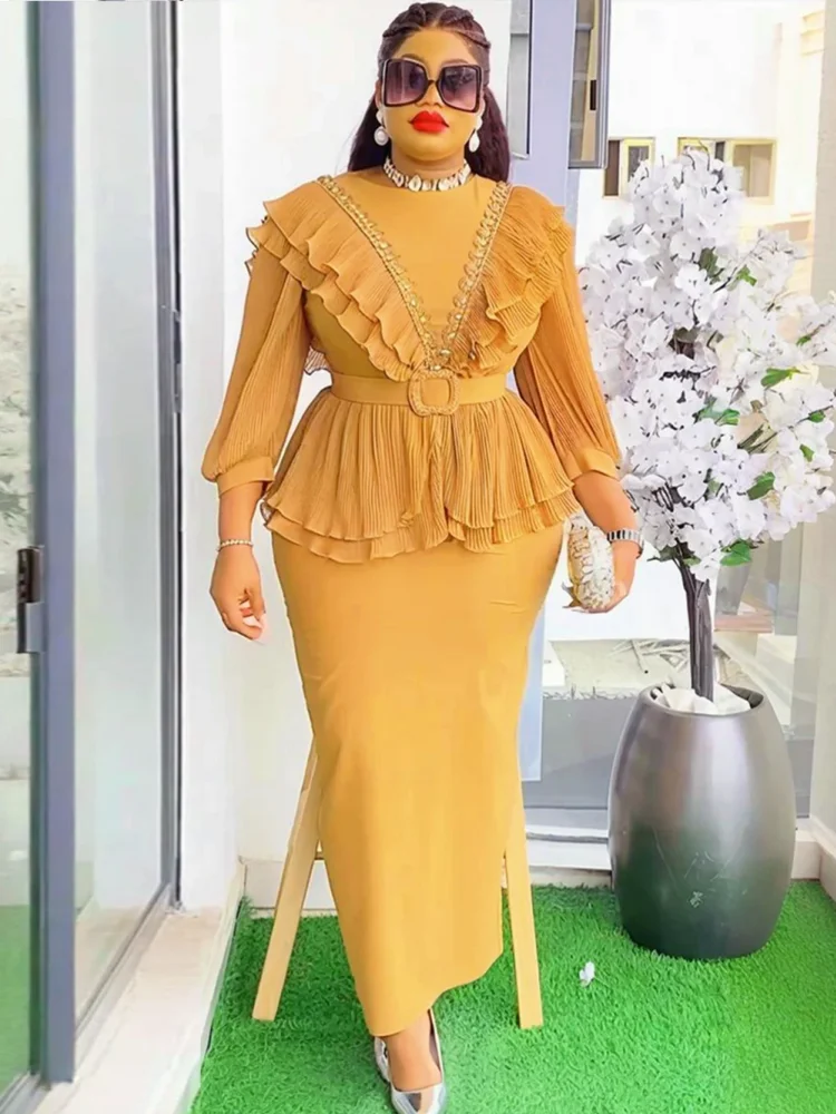 

African Dresses For Women Vetement Femme Dashiki Abaya Diamonds Maxi Dress Africa Clothes Dashiki Ankara Dresses Autumn New