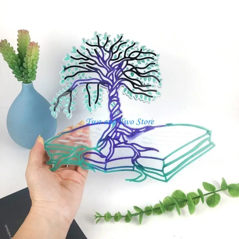 HX6F صفحة الكتاب راتنجات الايبوكسي قالب شجرة سيليكون قوالب DIY الفن جدار الحرفية للمنزل غرفة المعيشة شنقا الزينة #5