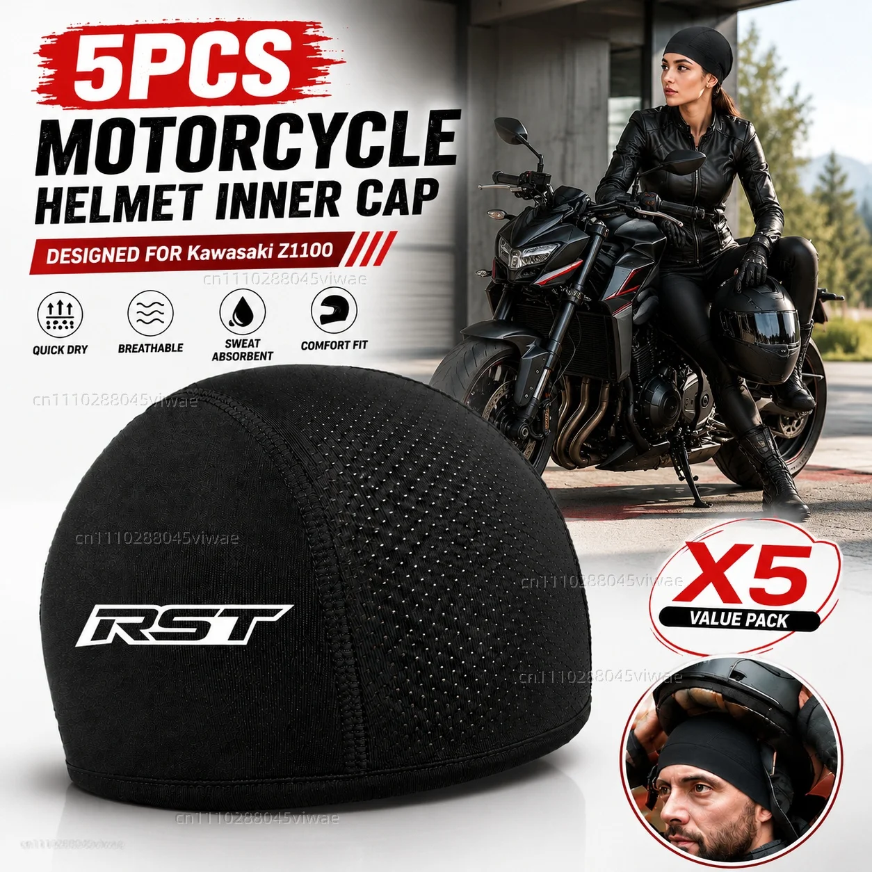 

5pcs Motorcycle Helmet Inner Cap Hat Quick Dry Breathable Hat Racing Cap Moto Riding Thin Soft Beanie For Malaguti RST 2023-2024