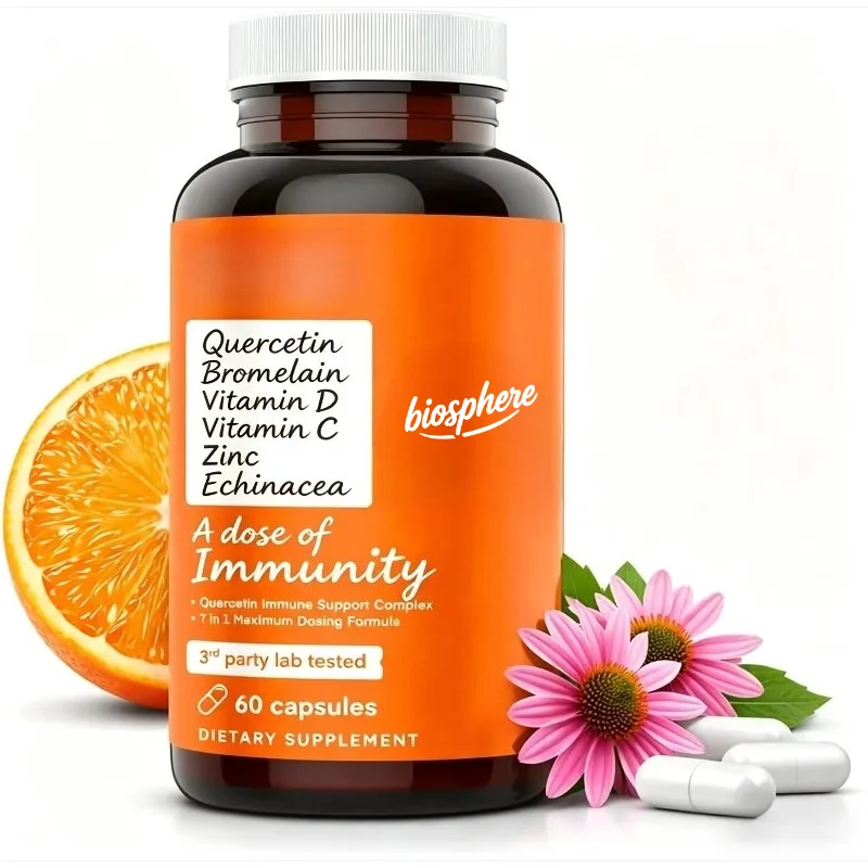 

500mg Quercetin Capsules Contains Zinc, Bromelain, and Echinochloa Vitamin Complex - Immune Health Support
