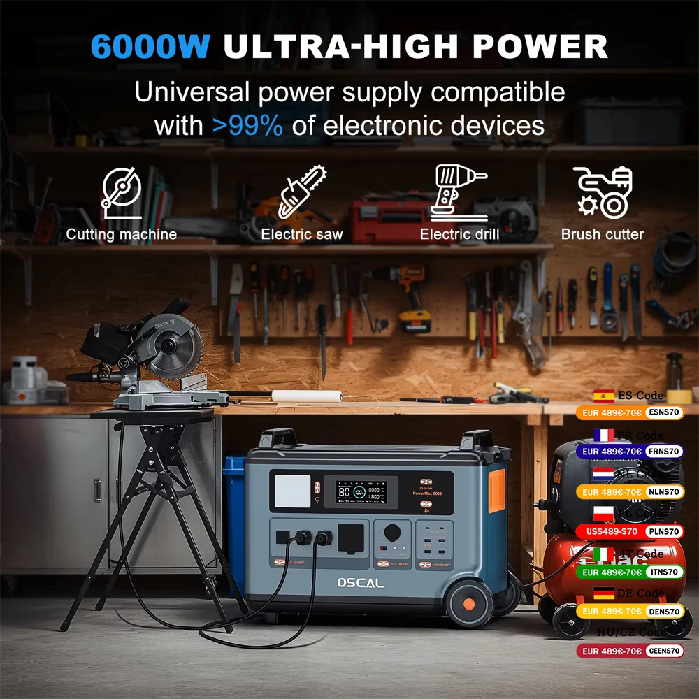 OSCAL PowerMax 6000 Solargenerator 6000W Tragbare Powerstation 3600Wh …