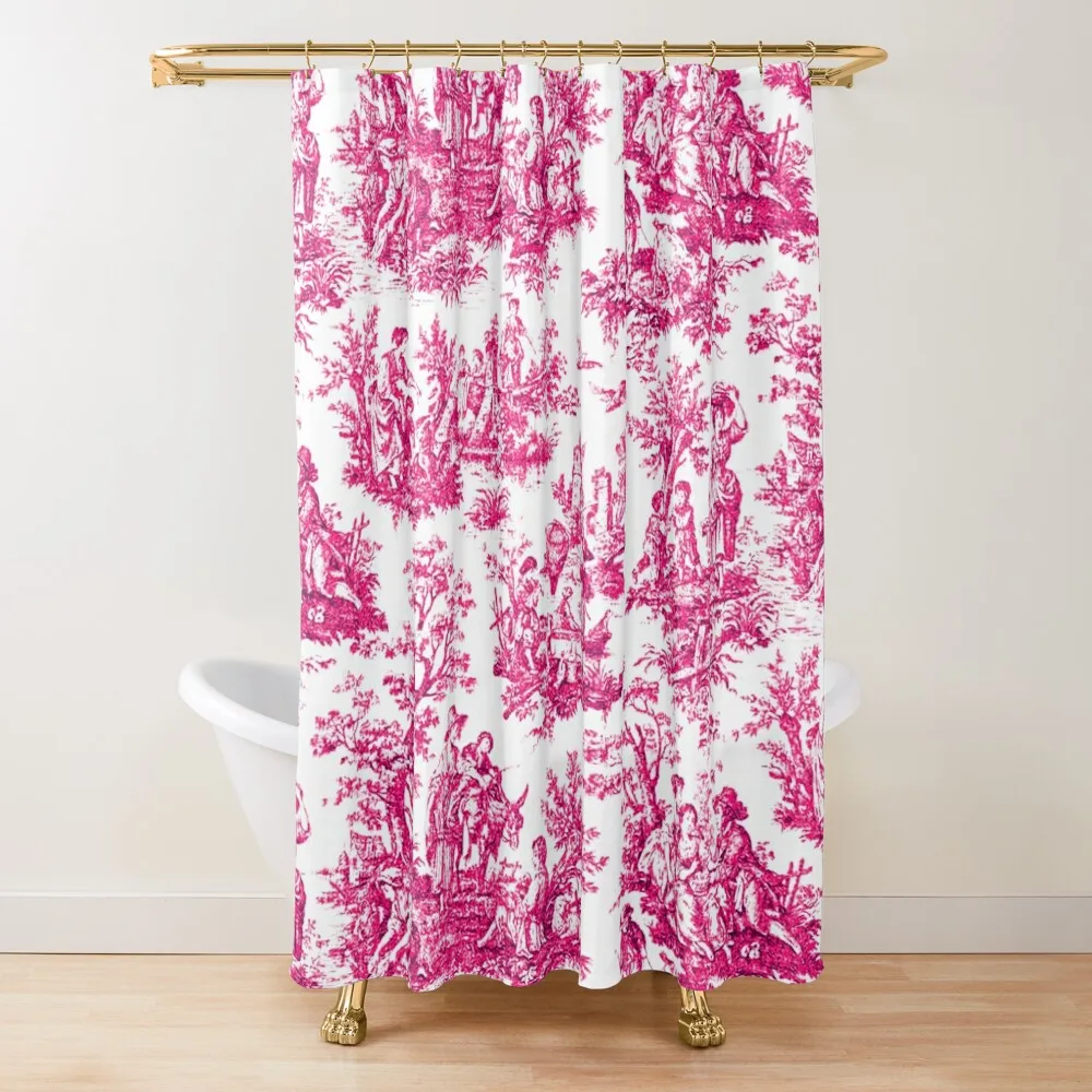 

NOMADES Artsy vintage Toile de Jouy - Red Shower Curtain Modern Showers For Bathroom Shower Bath Shower For Bathroom Set Curtain
