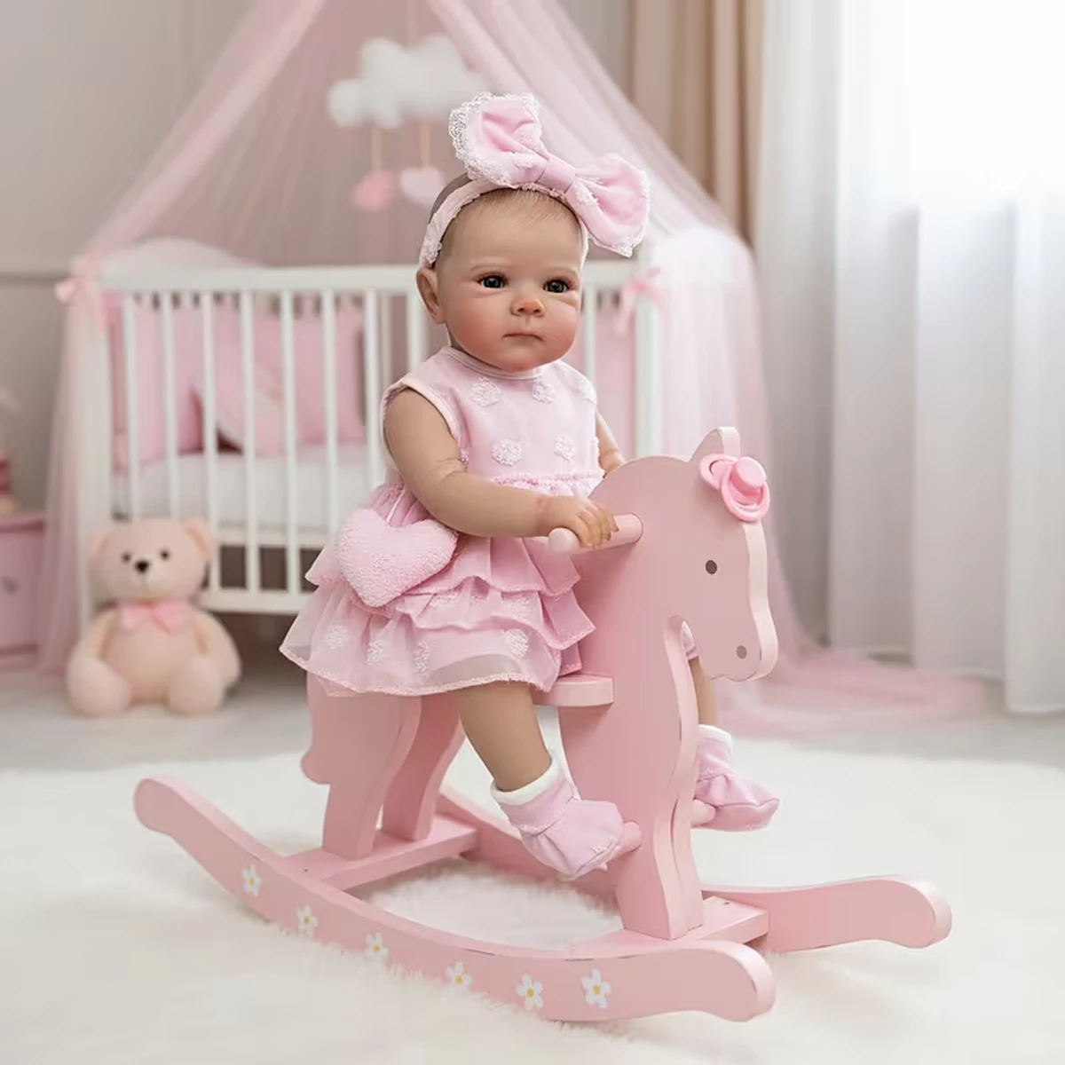 ジョイオラ 可視血管全身ビニール製女の子リボーンドール ピンクドレス 蝶々 クリスマスプレゼント 家族の祝日ギフト リボーンドール